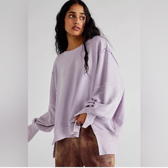 NWT FREE PEOPLE Camden Purple Oversized Sweatshirt We The Free